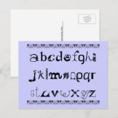 Spaß Postkarte des Alphabets in Englisch (Vorne/Hinten)
