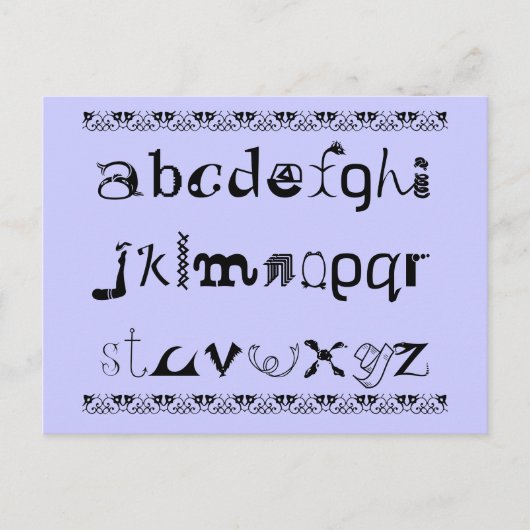 Spaß Postkarte des Alphabets in Englisch (Vorderseite)