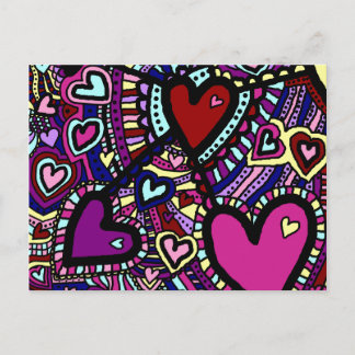 Spaß Postkarte, psychedelische Trippy-Herzen, farb Postkarte