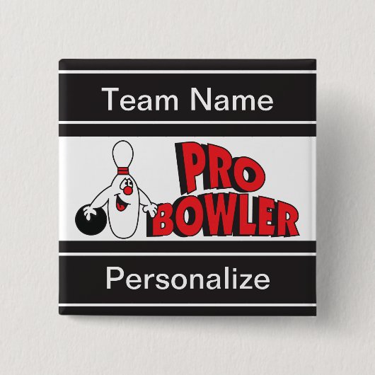 Spaß Pro Bowler Bowling Button | Personalisieren (Vorderseite)