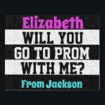 Spaß Promposal Idee Schwarzweiss Puzzle<br><div class="desc">Schaffen Sie Ihre eigenen Lieblingstextfarben mit diesem promposal Puzzlespiel des klassischen Schwarzweiss-Streifens.</div>