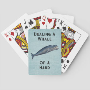 Spaß Pun Whale eines Pokers, der Karten spielt Spielkarten