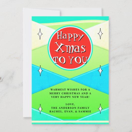 Spaß Quirky Retro Weihnachten Mitte des Jahrhunder (Rückseite)