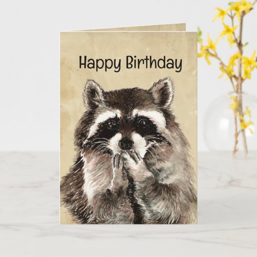 Spaß Raccoon Tier Lover Karte (Gelbe Blume)