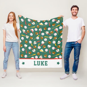 Spaß-Rasen-Grün-weißer Baseball-Druck Fleecedecke