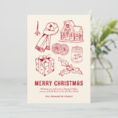 Spaß Red Doodle Weihnachten außerhalb des Fotos (Stehend Vorderseite)