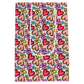 Spaß Red Lmon Herz und farbenfrohe Blume Mittlere Geschenktüte (Rückseite)