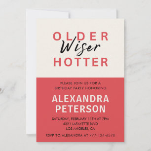 Spaß Red Older Wiser Hotter 99. Geburtstag Einladung