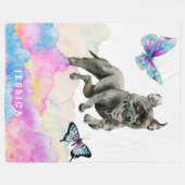 Spaß-Regenbogen-FarbePitbull HundeAquarell Fleecedecke (Vorderseite (Horizontal))