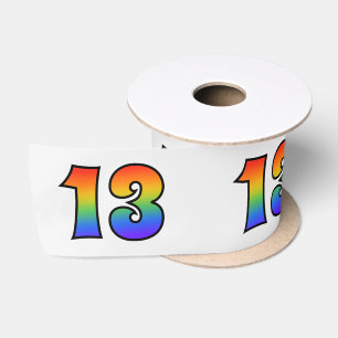 Spaß, Regenbogen-Muster "13" Ereignis-Nummer (Grau Satinband