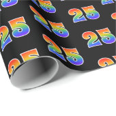 Spaß-Regenbogen-Spektrum-Muster "25" Ereignis-Zahl Geschenkpapier (Rolleneckpunkt)