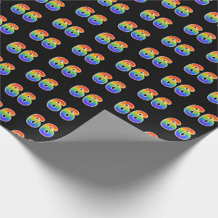 Spaß-Regenbogen-Spektrum-Muster "66" Ereignis-Zah Geschenkpapier