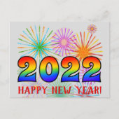 Spaß, Regenbogenfarben 2022 + "GLÜCKLICHES NEUES J Postkarte (Vorderseite)