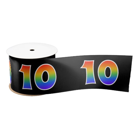 Spaß, Regenbogenmuster "10" Ereignisnummer (schwar Satinband (Spule)