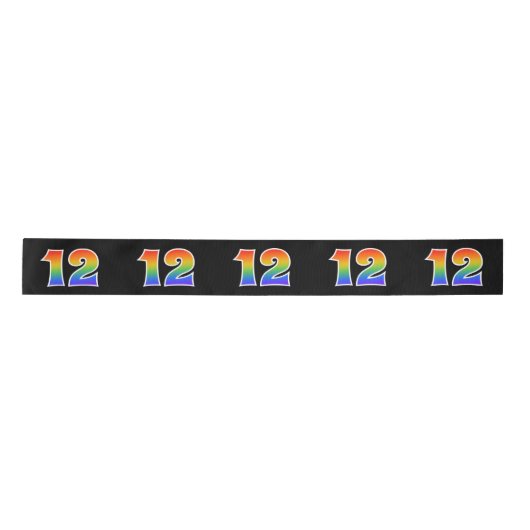 Spaß, Regenbogenmuster "12" Ereignisnummer (schwar Satinband (Vorderseite)