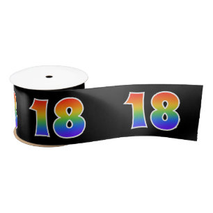Spaß, Regenbogenmuster "18" Ereignisnummer (schwar Satinband