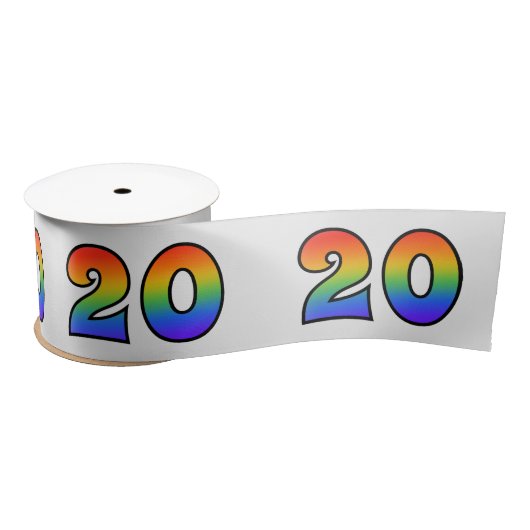 Spaß, Regenbogenmuster "20" Ereignisnummer (grau) Satinband (Spule)