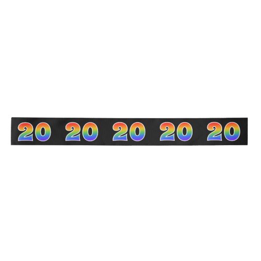 Spaß, Regenbogenmuster "20" Ereignisnummer (schwar Satinband (Vorderseite)