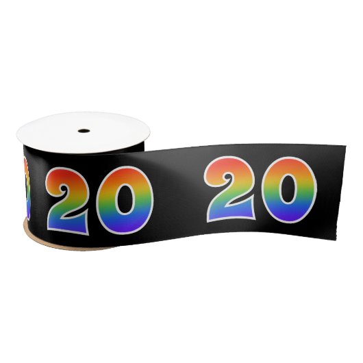 Spaß, Regenbogenmuster "20" Ereignisnummer (schwar Satinband (Spule)