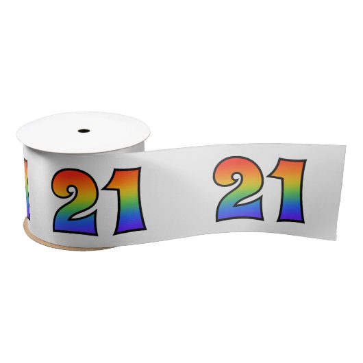 Spaß, Regenbogenmuster "21" Ereignisnummer (grau) Satinband (Spule)