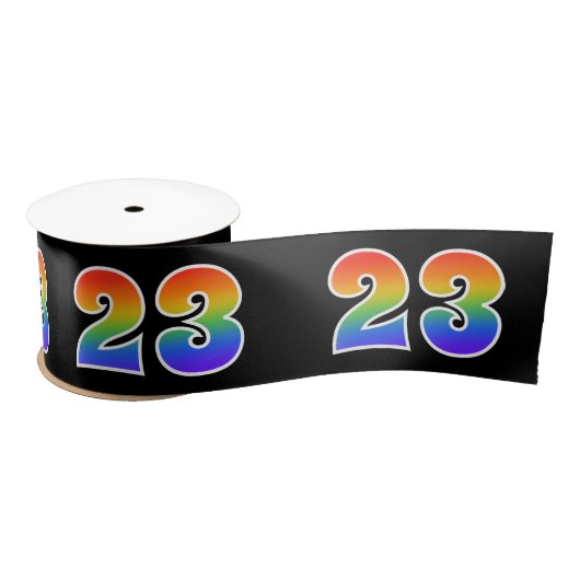 Spaß, Regenbogenmuster "23" Ereignisnummer (schwar Satinband (Spule)