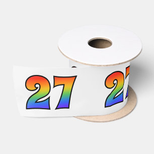 Spaß, Regenbogenmuster "27" Ereignisnummer (grau) Satinband