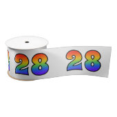 Spaß, Regenbogenmuster "28" Ereignisnummer (grau) Satinband (Spule)