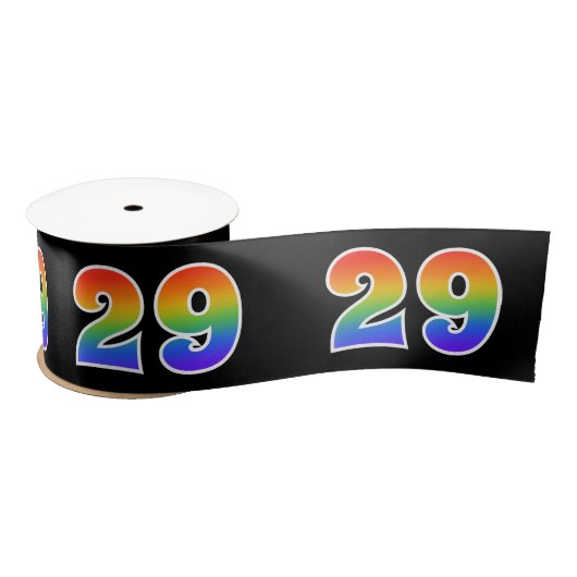 Spaß, Regenbogenmuster "29" Ereignisnummer (schwar Satinband (Spule)