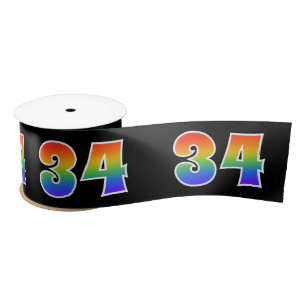 Spaß, Regenbogenmuster "34" Ereignisnummer (schwar Satinband