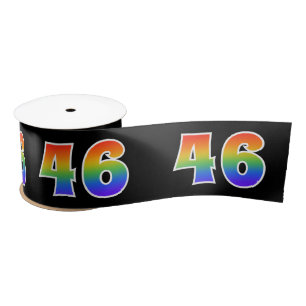 Spaß, Regenbogenmuster "46" Ereignisnummer (schwar Satinband