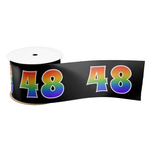Spaß, Regenbogenmuster "48" Ereignisnummer (schwar Satinband (Spule)