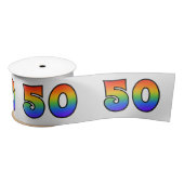 Spaß, Regenbogenmuster "50" Ereignisnummer (grau) Satinband (Spule)
