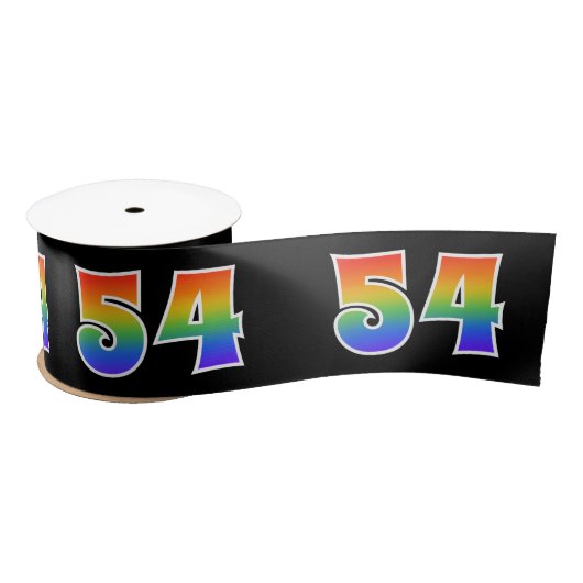 Spaß, Regenbogenmuster "54" Ereignisnummer (schwar Satinband (Spule)