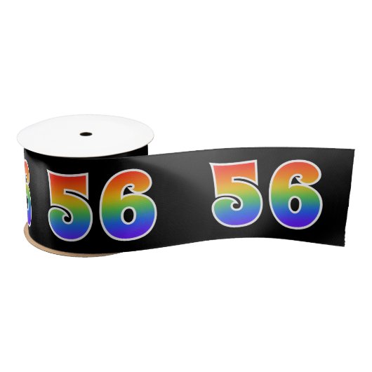 Spaß, Regenbogenmuster "56" Ereignisnummer (schwar Satinband (Spule)