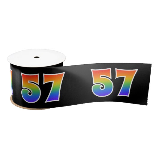 Spaß, Regenbogenmuster "57" Ereignisnummer (schwar Satinband (Spule)
