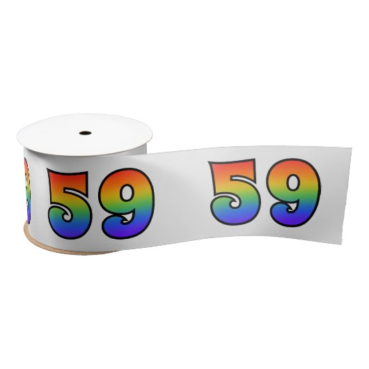 Spaß, Regenbogenmuster "59" Ereignisnummer (grau) Satinband (Spule)