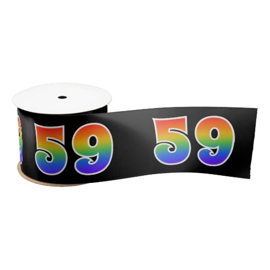 Spaß, Regenbogenmuster "59" Ereignisnummer (schwar Satinband (Spule)