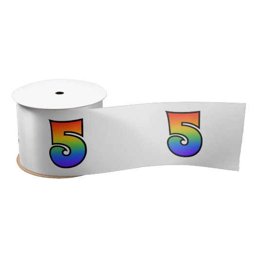 Spaß, Regenbogenmuster "5" Ereignisnummer (grau) Satinband (Spule)