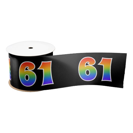 Spaß, Regenbogenmuster "61" Ereignisnummer (schwar Satinband (Spule)