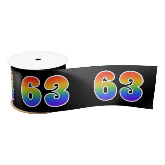 Spaß, Regenbogenmuster "63" Ereignisnummer (schwar Satinband (Spule)
