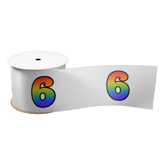 Spaß, Regenbogenmuster "6" Ereignisnummer (grau) Satinband (Spule)
