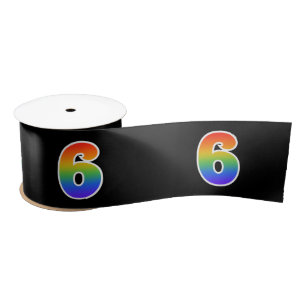 Spaß, Regenbogenmuster "6" Ereignisnummer (schwarz Satinband