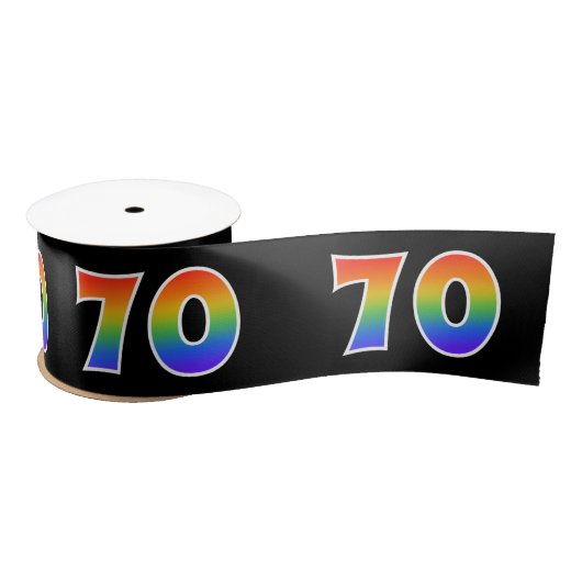 Spaß, Regenbogenmuster "70" Ereignisnummer (schwar Satinband (Spule)