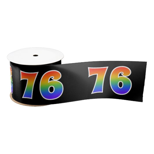 Spaß, Regenbogenmuster "76" Ereignisnummer (schwar Satinband (Spule)
