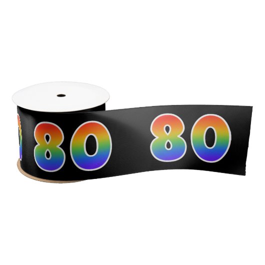 Spaß, Regenbogenmuster "80" Ereignisnummer (schwar Satinband (Spule)