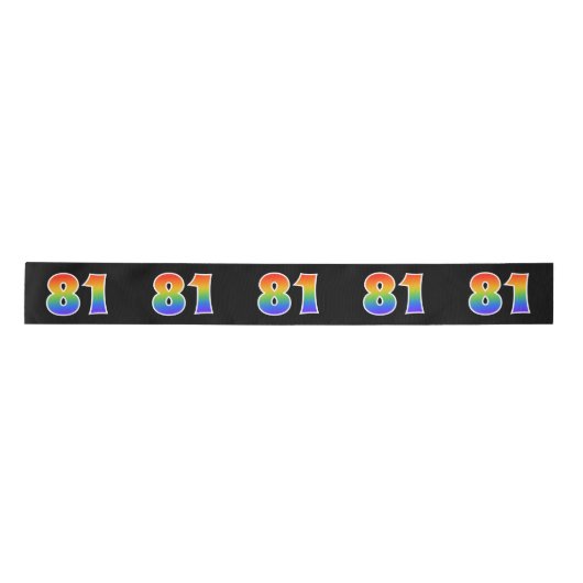 Spaß, Regenbogenmuster "81" Ereignisnummer (schwar Satinband (Vorderseite)