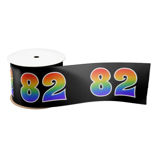 Spaß, Regenbogenmuster "82" Ereignisnummer (schwar Satinband (Spule)