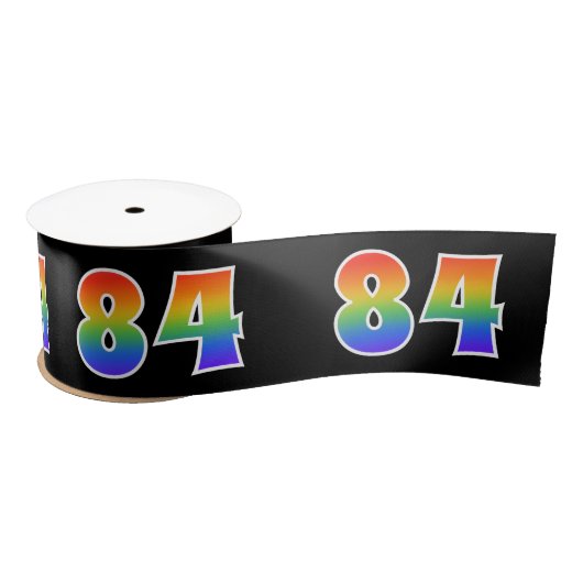 Spaß, Regenbogenmuster "84" Ereignisnummer (schwar Satinband (Spule)