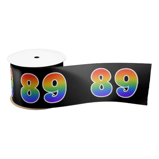 Spaß, Regenbogenmuster "89" Ereignisnummer (schwar Satinband (Spule)