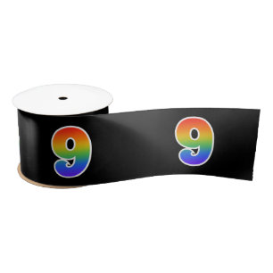 Spaß, Regenbogenmuster "9" Ereignisnummer (schwarz Satinband